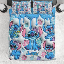 Load image into Gallery viewer, Personalized Ohana Bedding Set with Cute Stitch Design | Custom Name Gift
