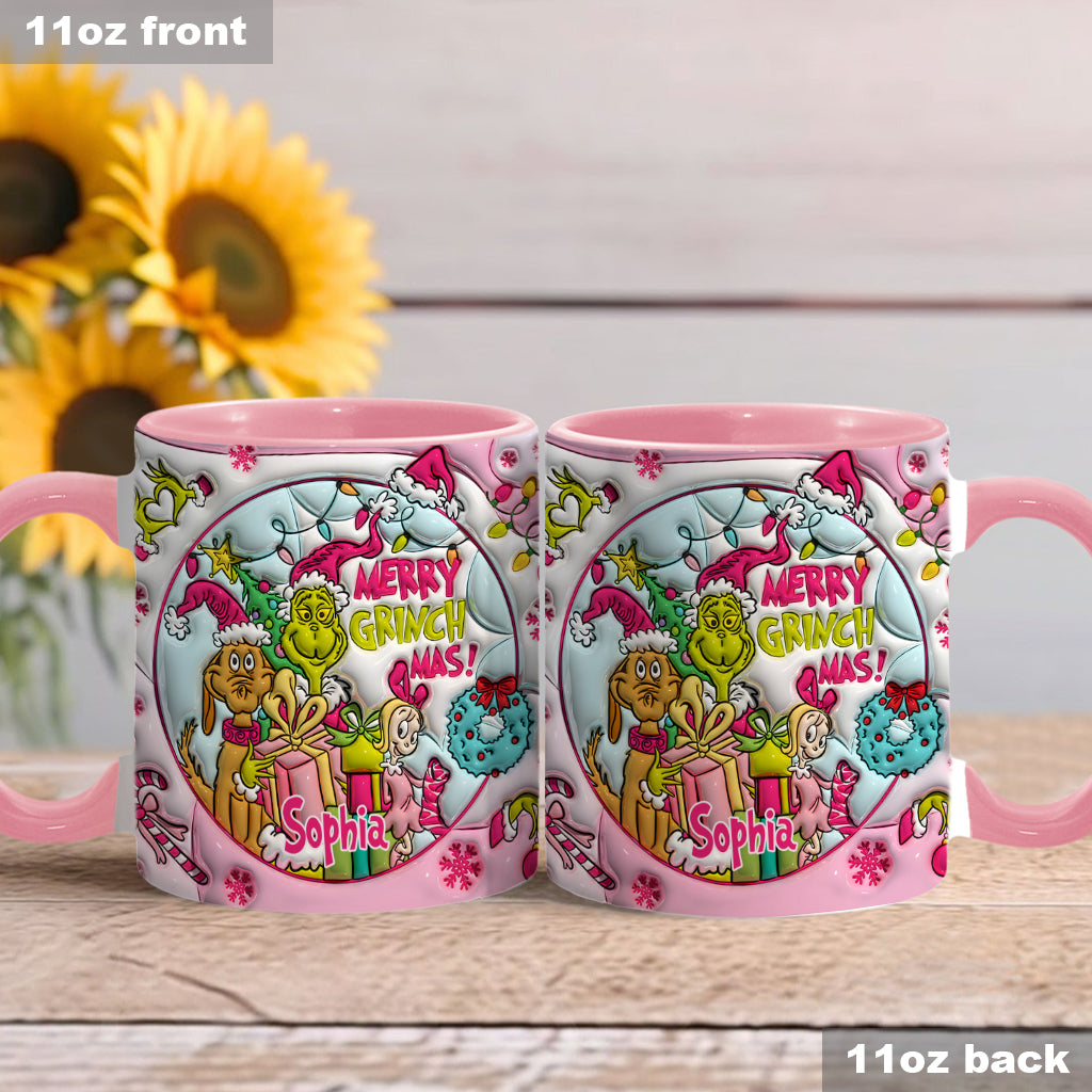 Personalized Merry Grinchmas Accent Mug Custom Name Holiday Gift