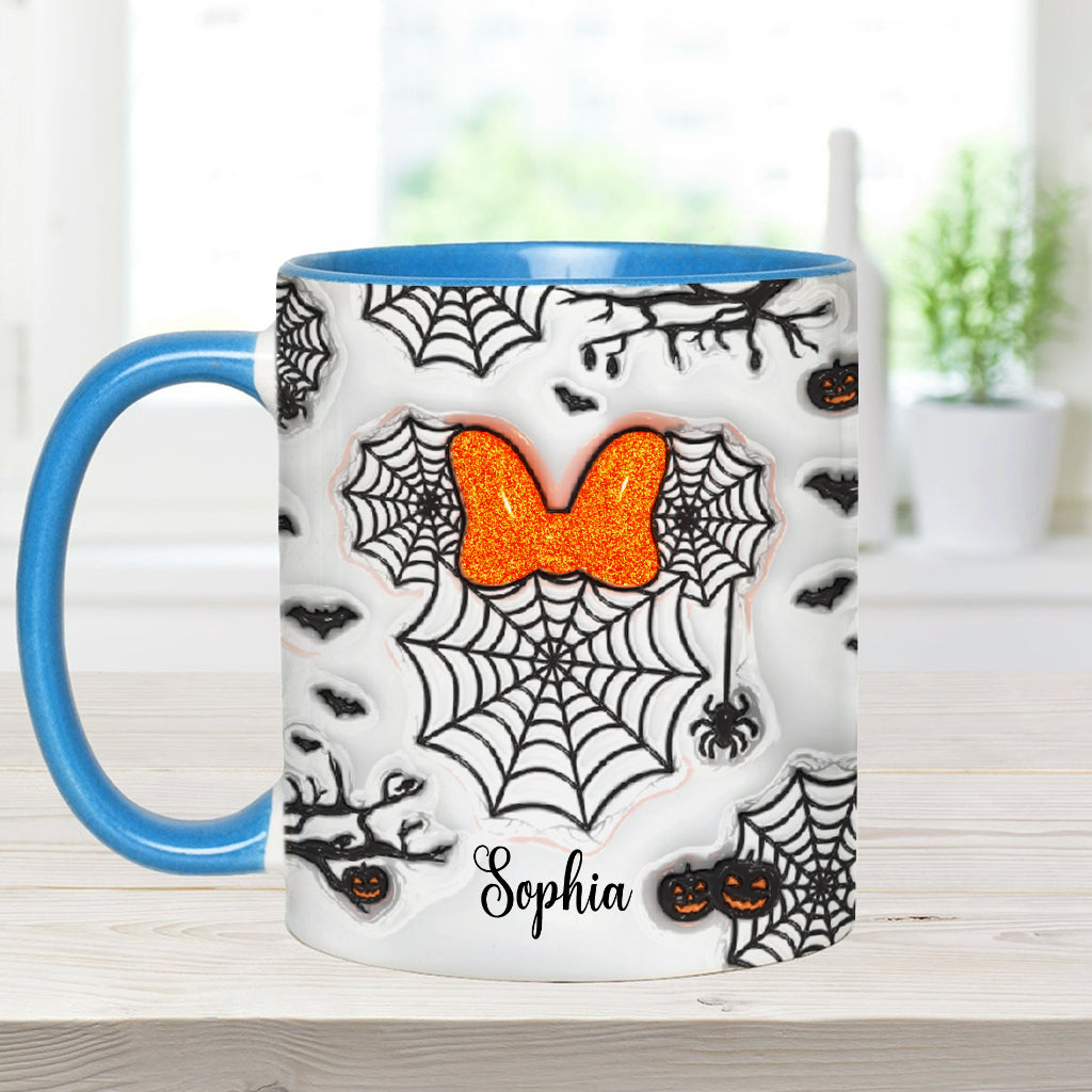 Personalized Halloween Accent Mug with Spider Webs & Name