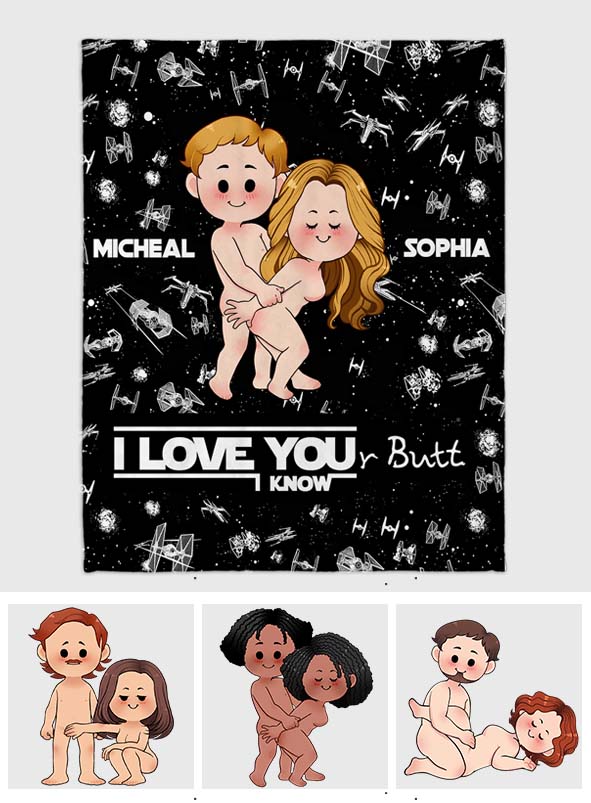 Personalized I Love Your Butt Blanket Custom Name Gift for Couples