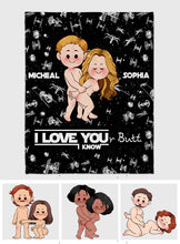 Load image into Gallery viewer, Personalized I Love Your Butt Blanket Custom Name Gift for Couples
