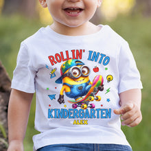 Load image into Gallery viewer, Personalized Kids T-Shirt Rollin Into Kindergarten Custom Name

