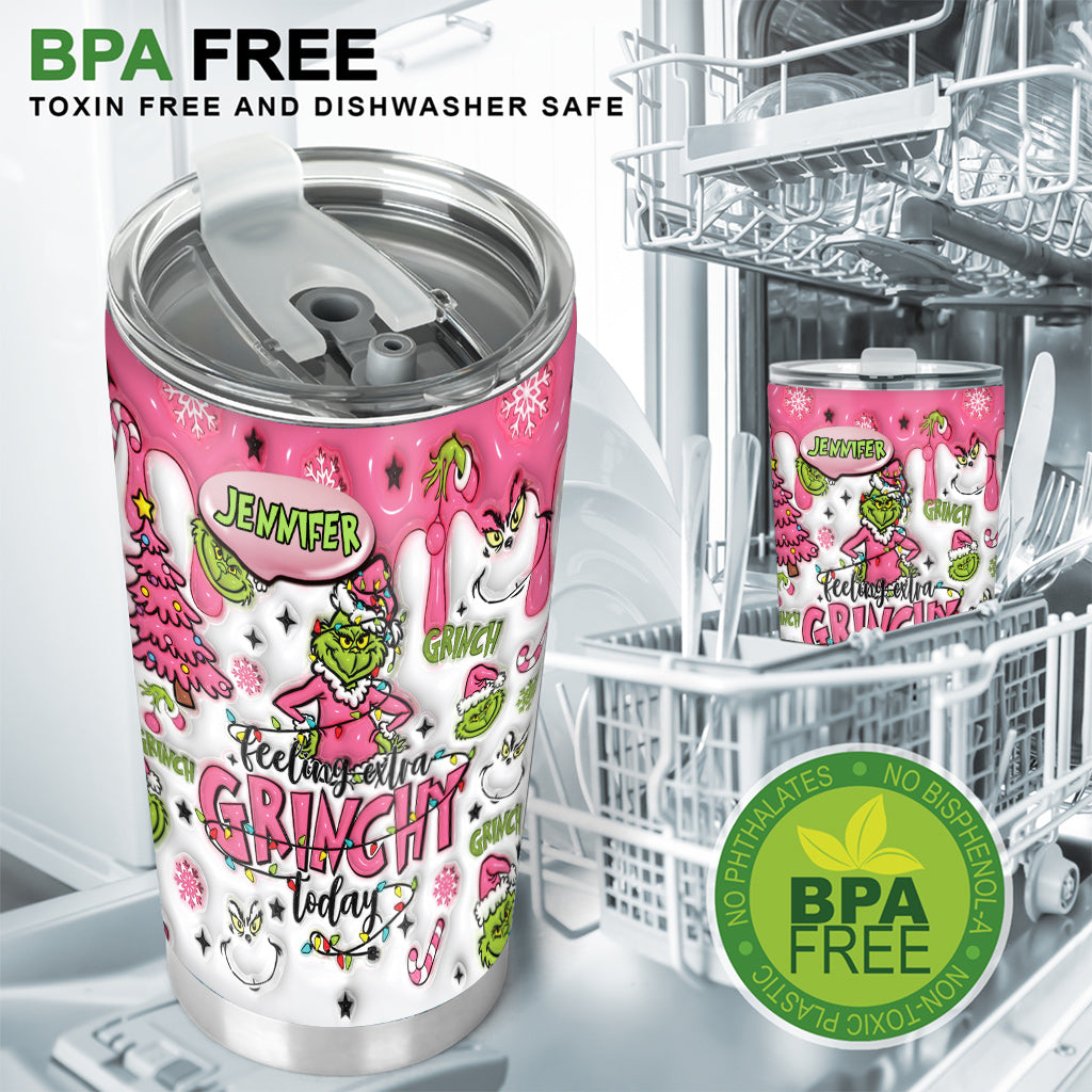 Personalized Grinch Tumbler Custom Name Holiday Drinkware