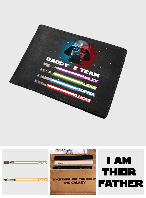 Personalized Leather Wallet Custom Name Star Wars Gift for Dad