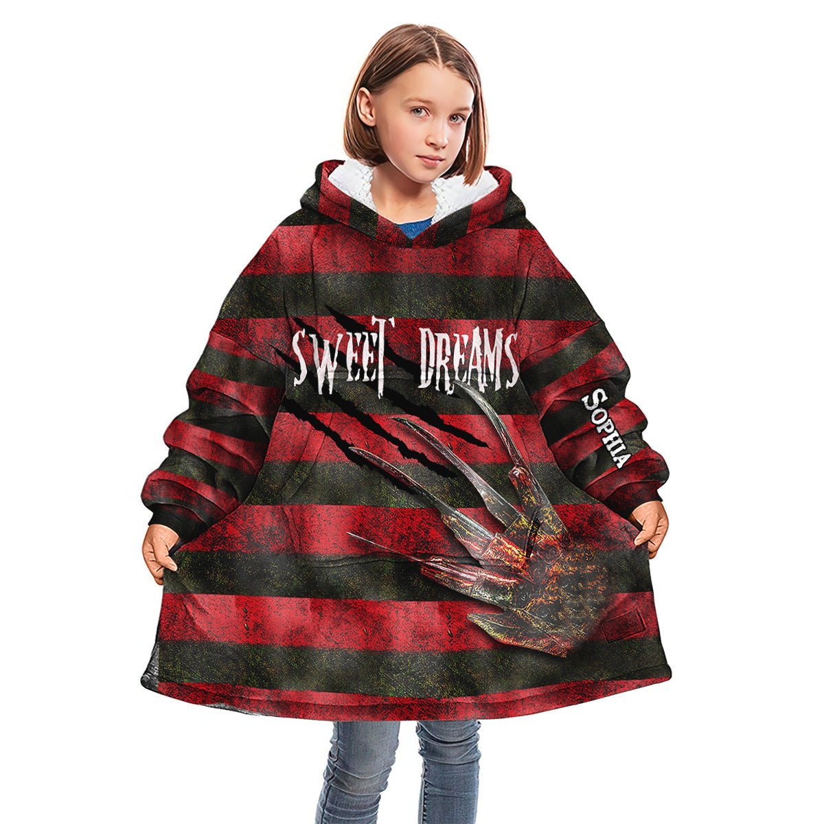 Personalized Sweet Dreams Blanket Hoodie Custom Name Gift for Halloween