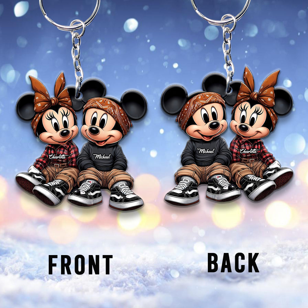 Personalized Chicano Mouse Keychain Custom Couple Gift