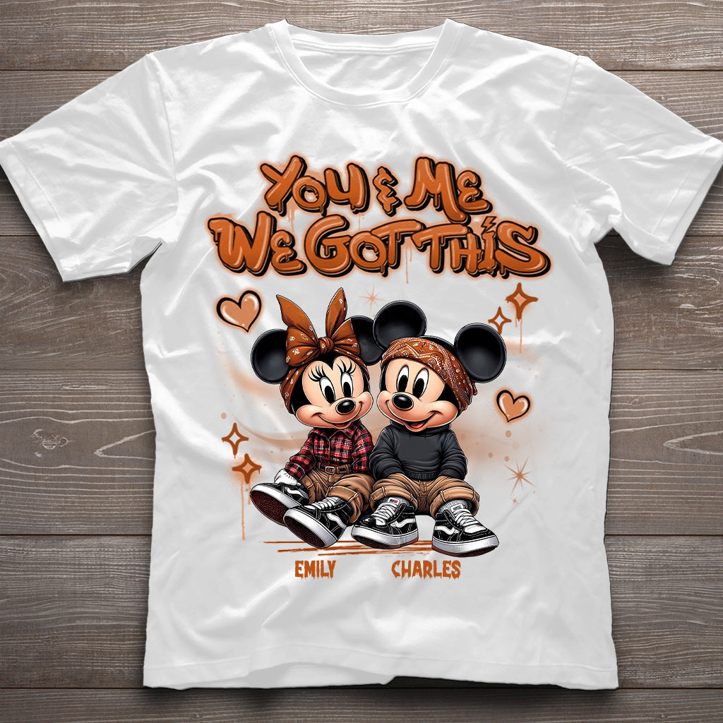Personalized Couples Mouse T-shirt & Hoodie with Custom Names for Engagement or Anniversary