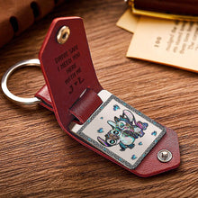 Load image into Gallery viewer, Personalized Ohana Leather Photo Keychain Gift for Couple
