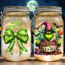 Load image into Gallery viewer, Personalized Grinchy Mason Jar Light Christmas Decor Gift
