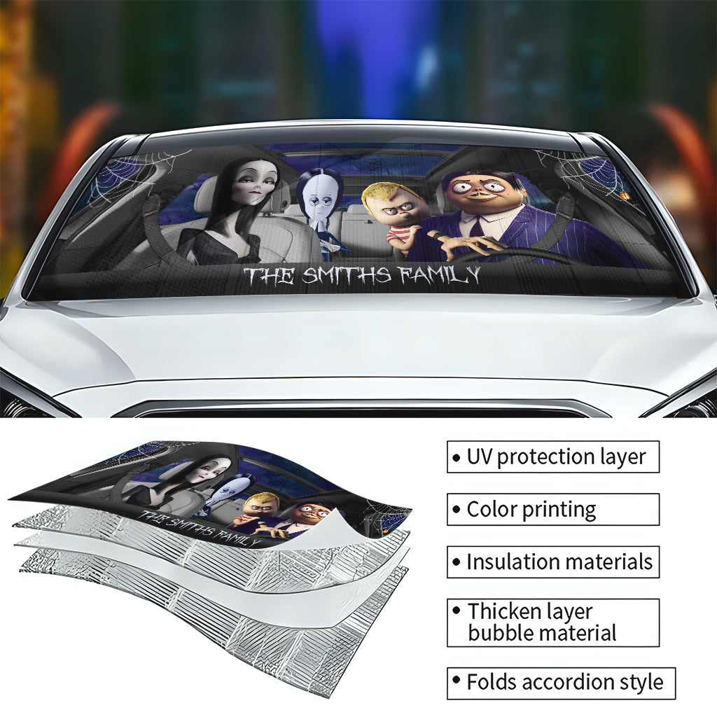 Personalized Halloween Car Sunshade Custom Family Name Gift