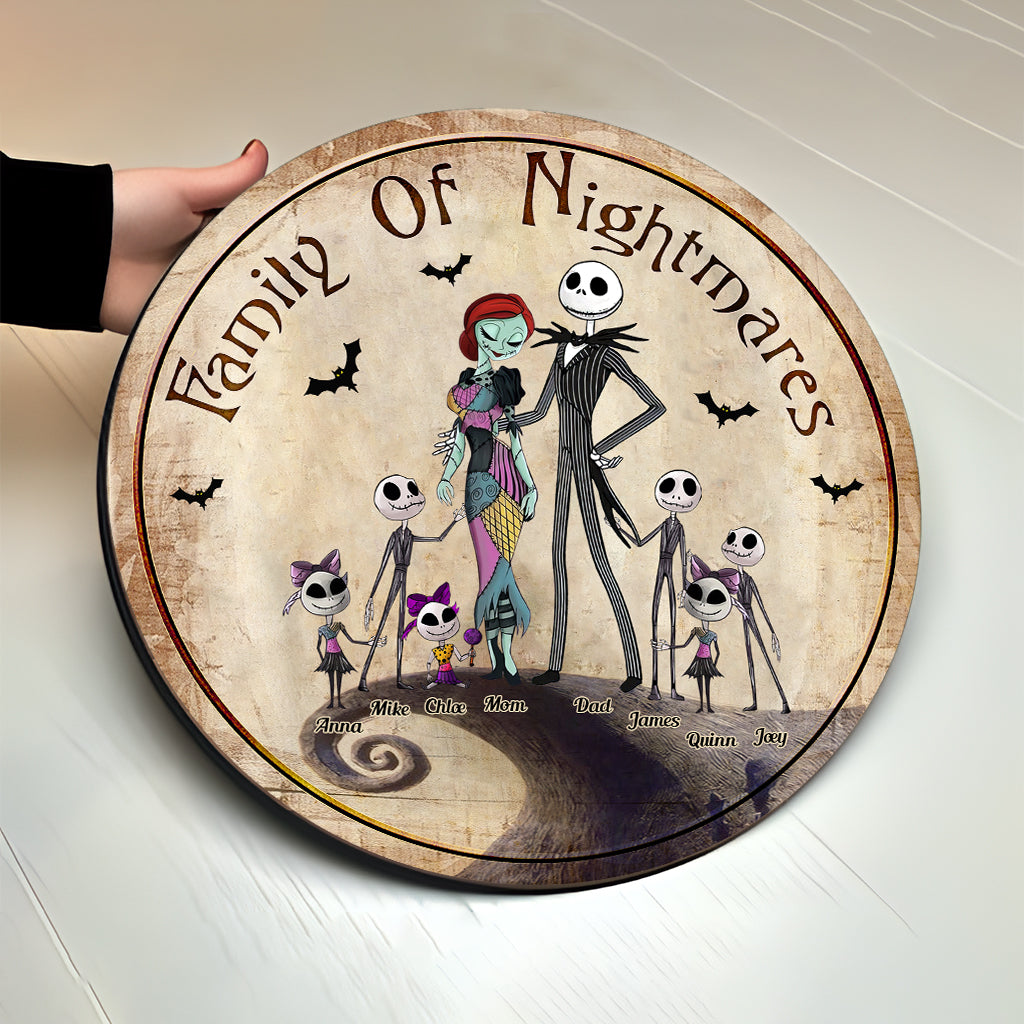 Personalized Round Wood Sign Family Of Nightmares Decor Gift