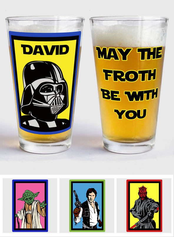 Personalized Beer Glass with Custom Name Star Wars Theme Gift for Dad