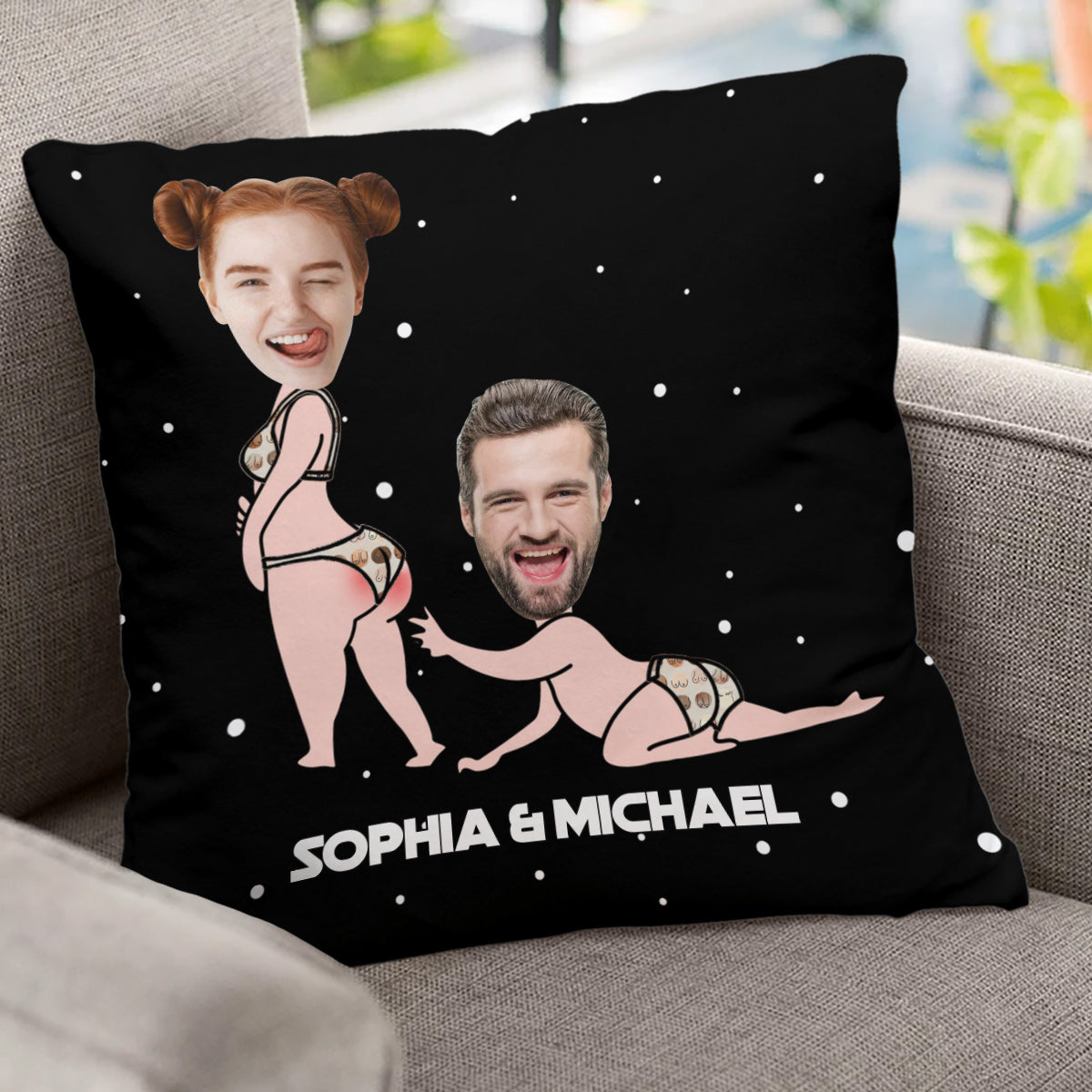Personalized Funny Throw Pillow Custom Couple Gift for Him/Her