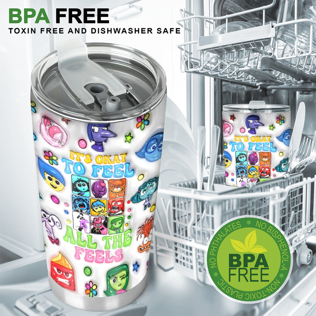 Personalized Tumbler It's Okay To Feel All The Feels Gift for Kids