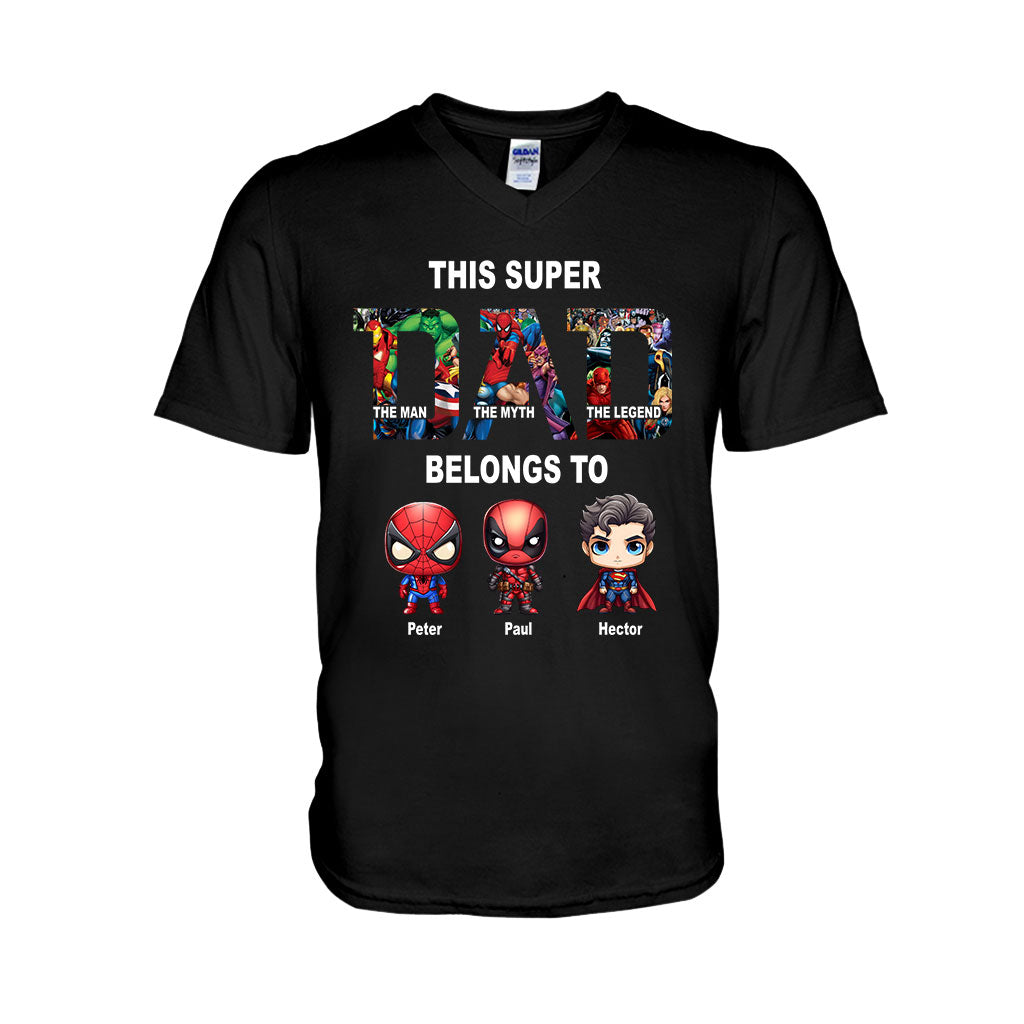 Personalized Super Dad T-shirt Custom Names Gift for Father's Day
