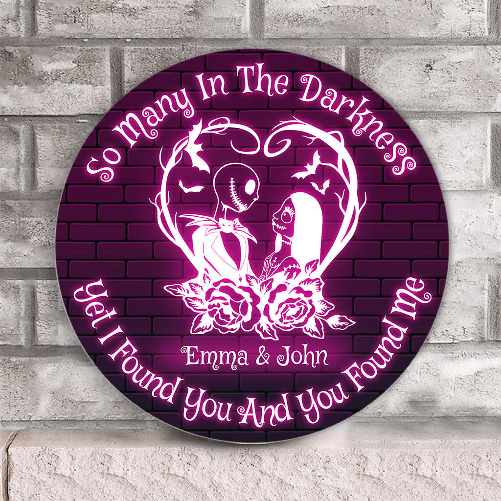 Personalized Halloween Round Wood Sign Custom Name Gift for Couple