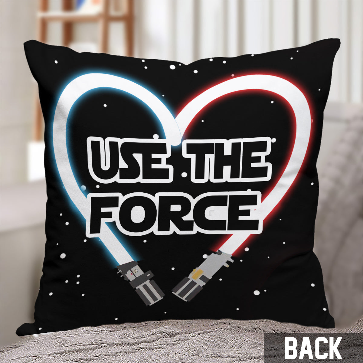 Personalized Use The Force Throw Pillow Custom Couple Gift