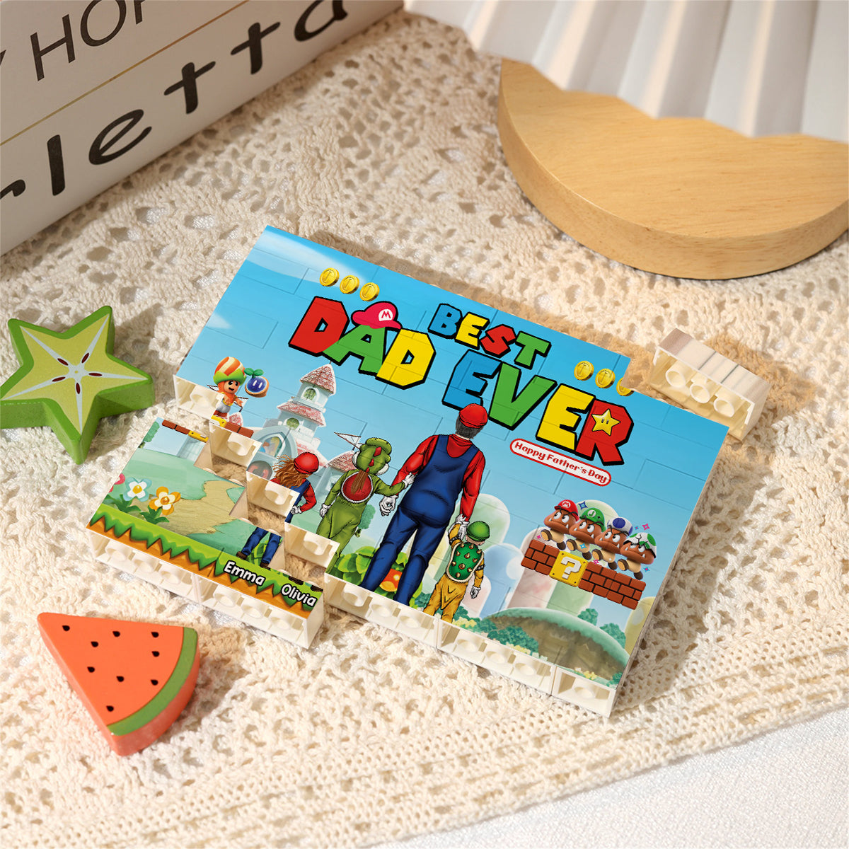 Personalized Best Dad Ever One-Sided Building Brick Block Gift