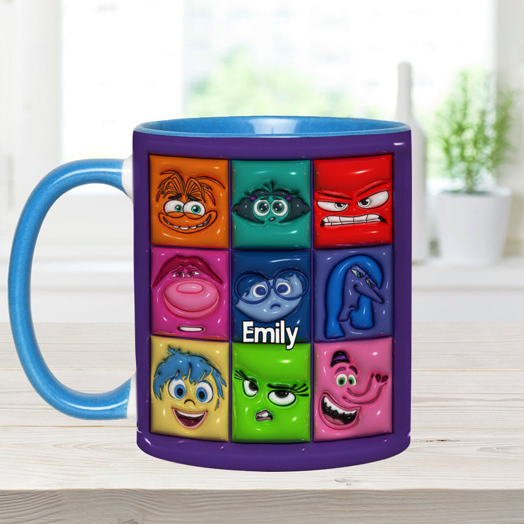 Personalized Accent Mug with Emotion Faces Custom Name Gift