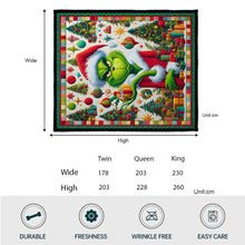 Load image into Gallery viewer, Personalized Grinch Christmas Quilt Custom Name Holiday Decor
