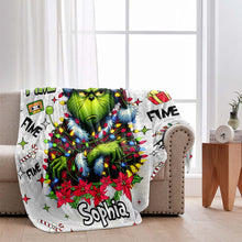 Load image into Gallery viewer, Personalized Grinch Christmas Blanket Custom Name Soft Gift
