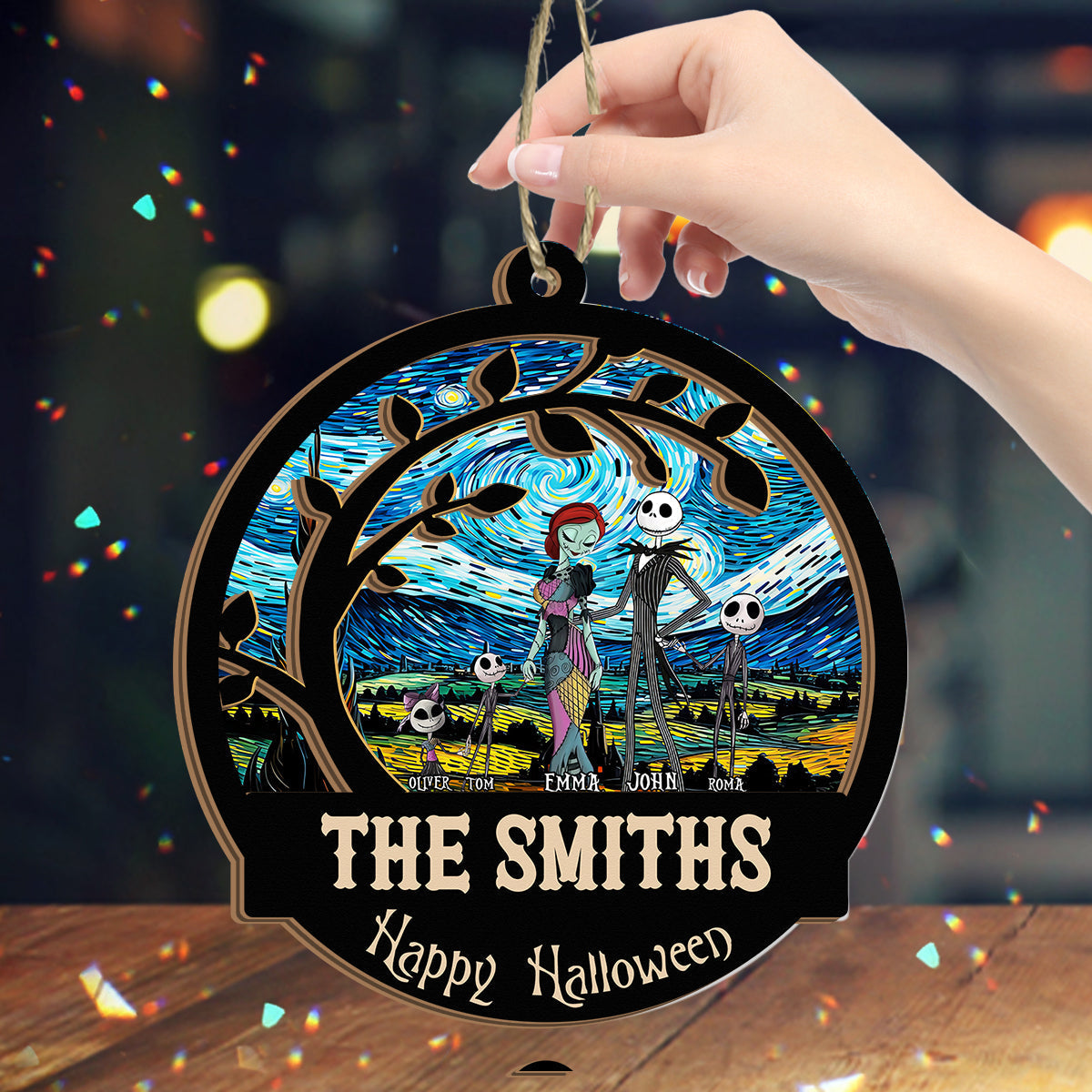 Personalized Starry Night Suncatcher Custom Family Name Gift