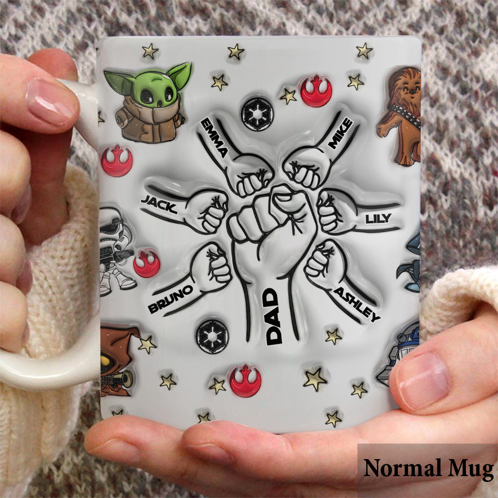 Personalized Best Dad in the Galaxy Mug Custom Names Gift