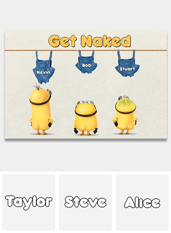 Personalized Get Naked Doormat with Custom Names | Fun Gift for Family