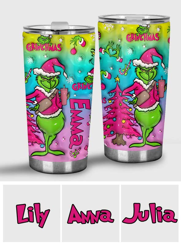 Personalized Grinch Christmas Tumbler Custom Name Gift