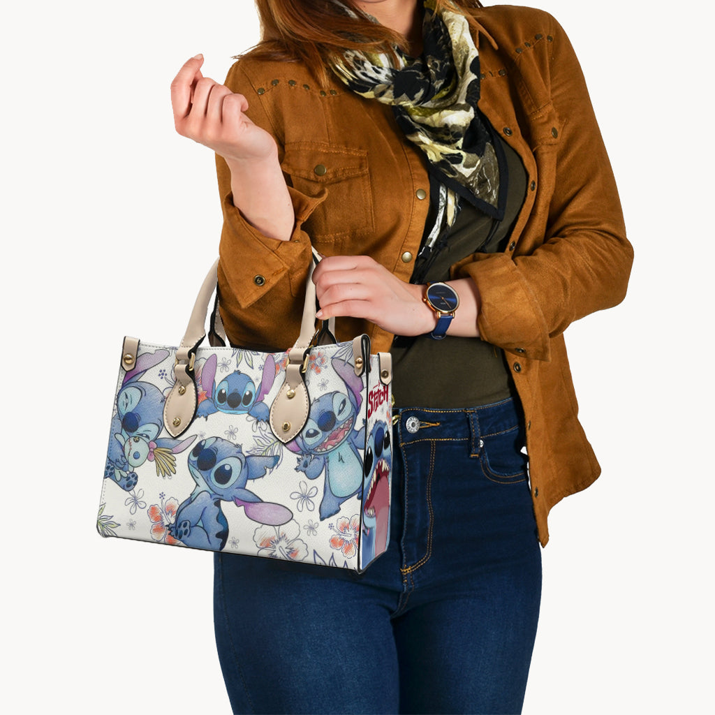 Personalized Leather Handbag Ohana Stitch Design Gift for Women
