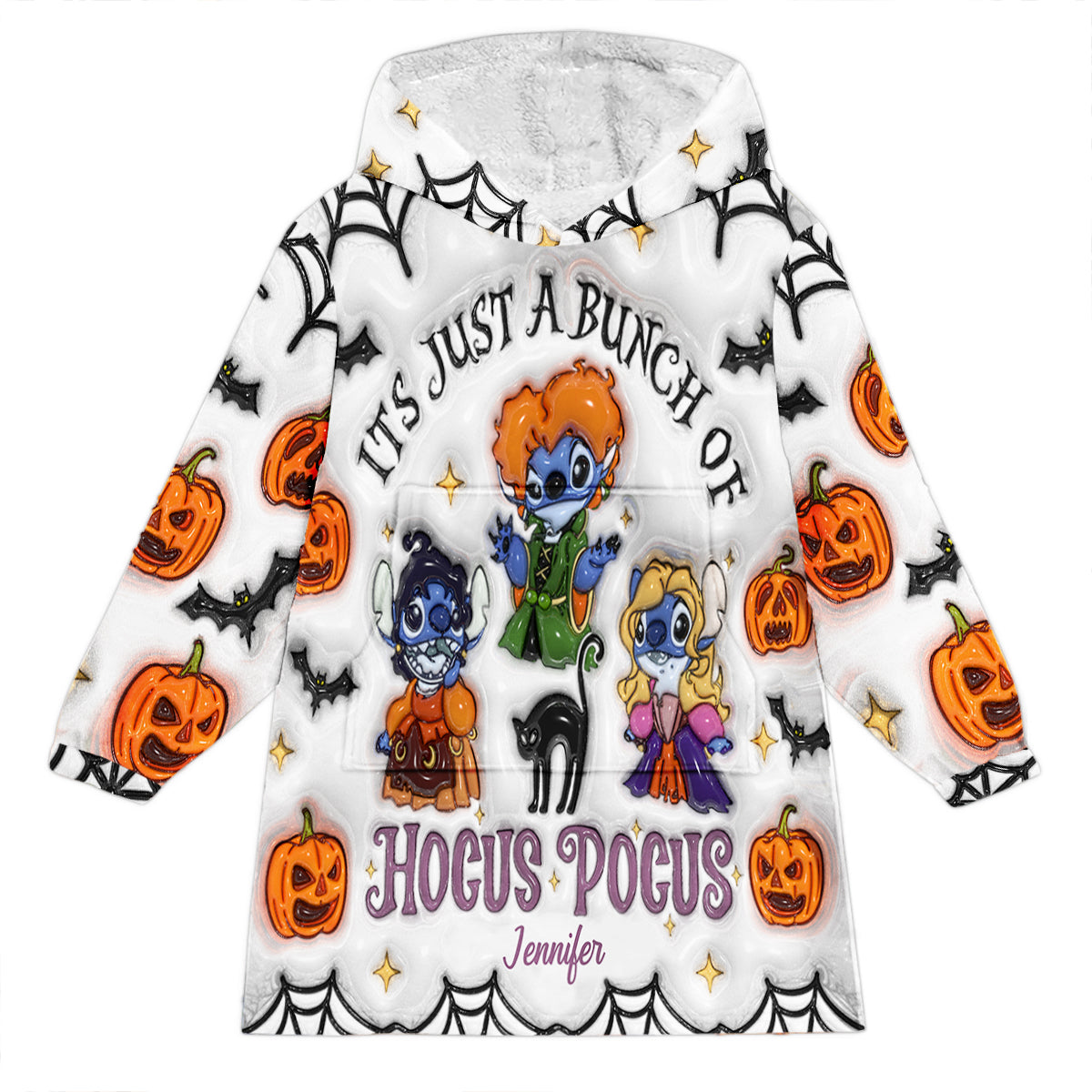 Personalized Halloween Blanket Hoodie Custom Name Soft and Cozy