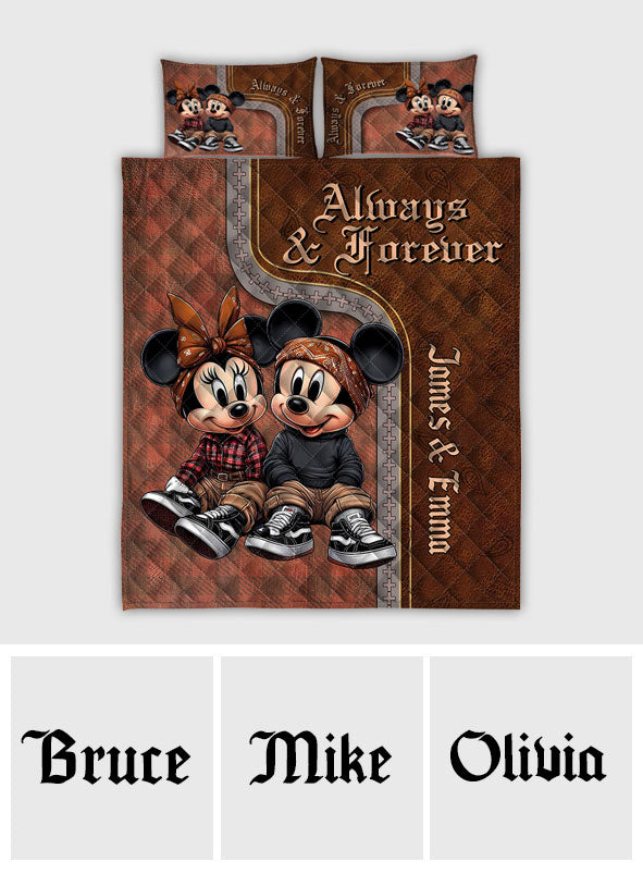 Personalized Mickey & Minnie Mouse Quilt Set for Couples | Unique Romantic Gift