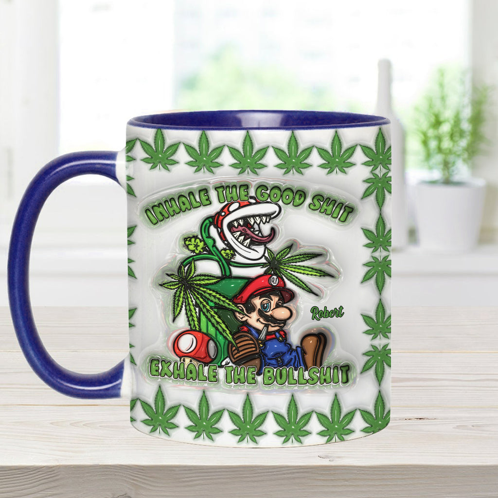 Personalized Weed Accent Mug Inhale the Good Sh*t Gift