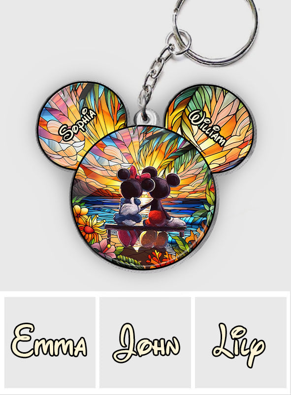 Personalized Acrylic Mouse Keychain Custom Names Gift for Couples