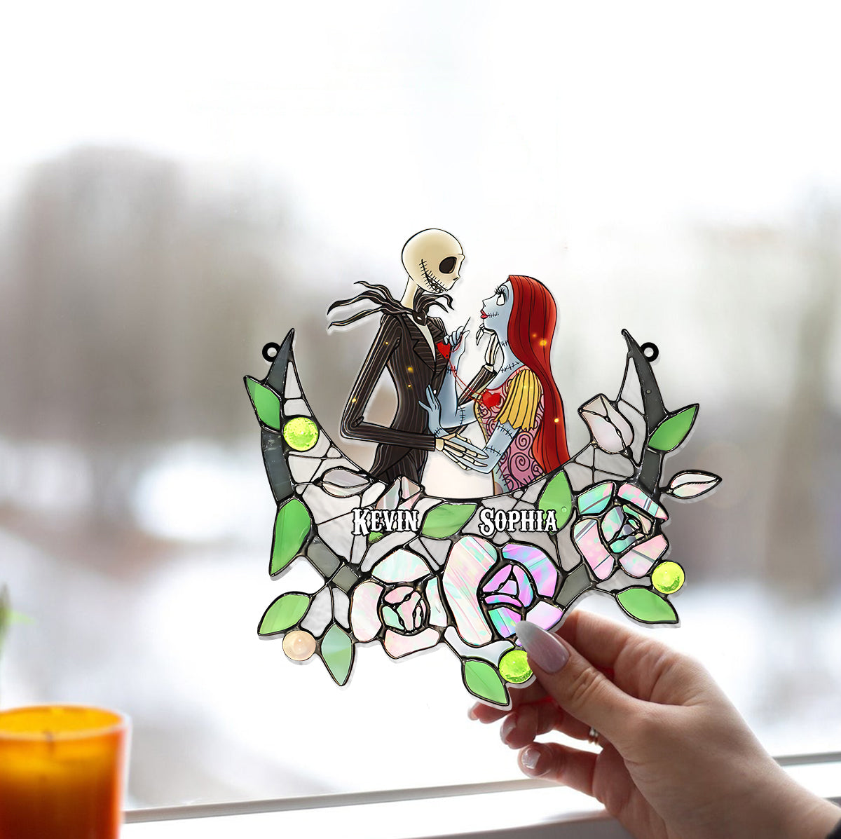 Personalized Nightmare Suncatcher Ornament with Roses for Home Decor