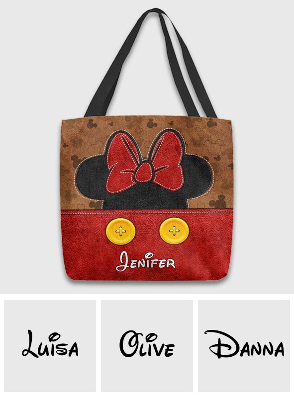Personalized Mouse Tote Bag with Custom Name for Mom & Kids
