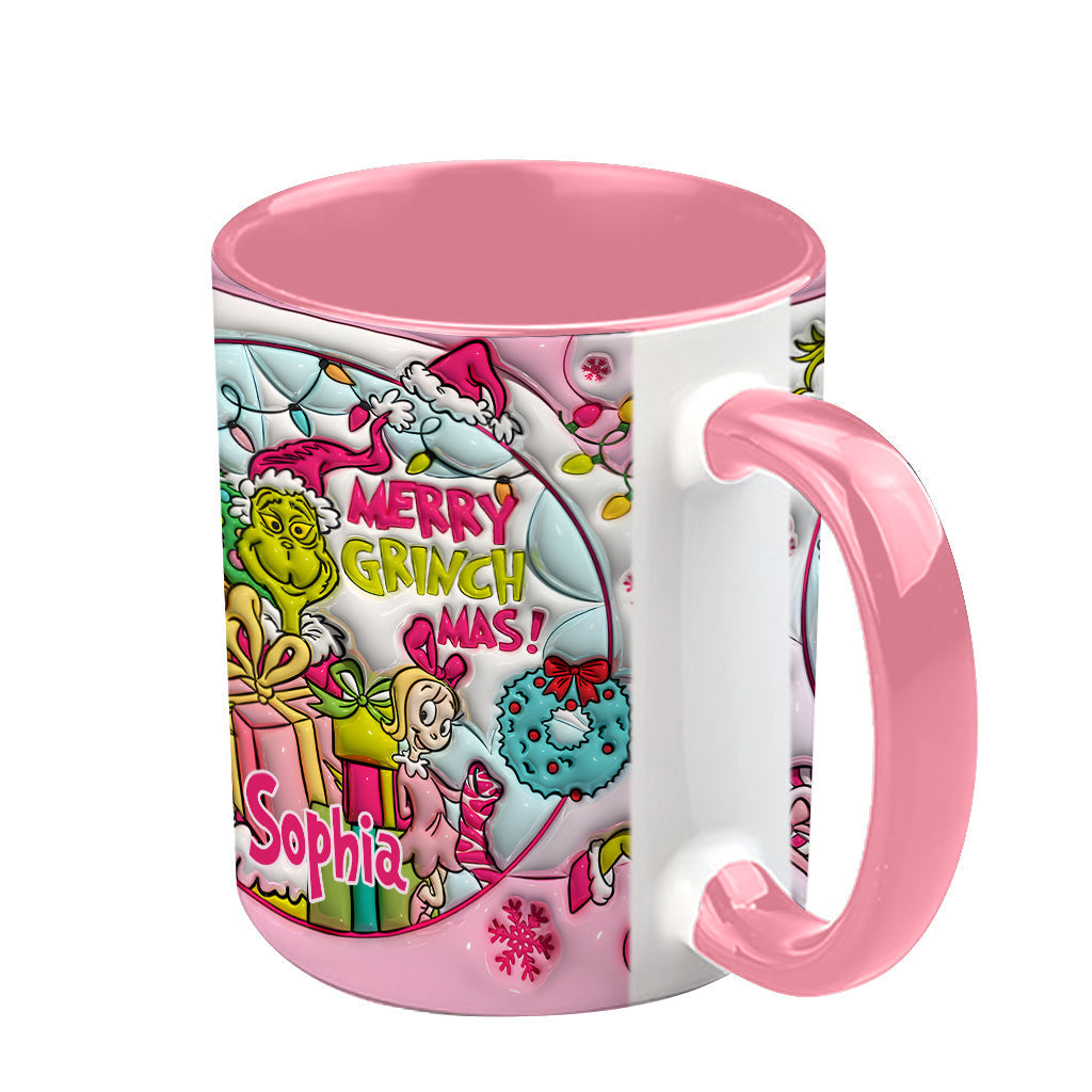 Personalized Merry Grinchmas Accent Mug Custom Name Holiday Gift