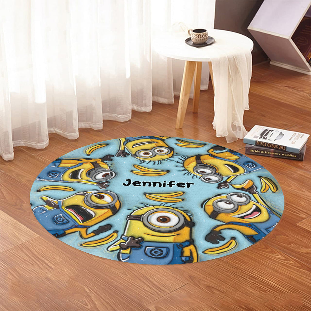 Personalized Minion Round Rug Custom Name Gift for Kids