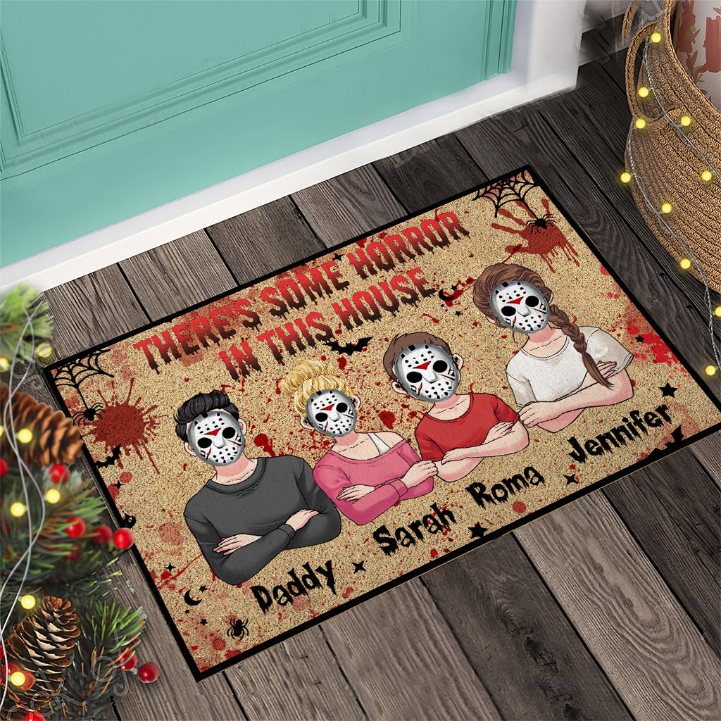 Personalized Halloween Horror Family Doormat Custom Name Gift