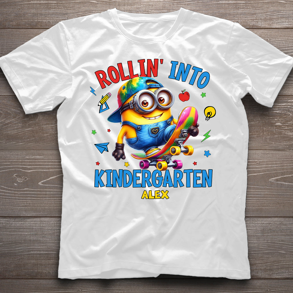 Personalized Kids T-Shirt Rollin Into Kindergarten Custom Name