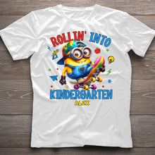 Load image into Gallery viewer, Personalized Kids T-Shirt Rollin Into Kindergarten Custom Name
