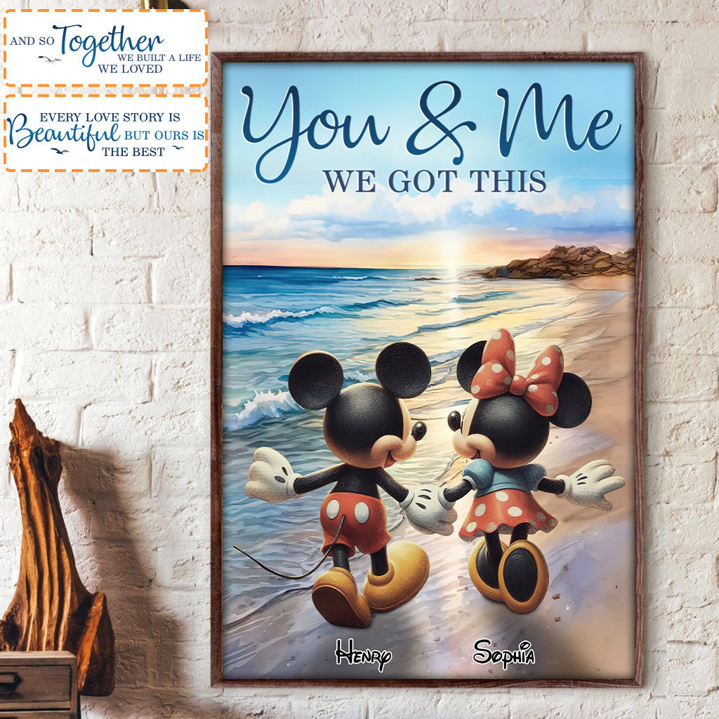 Personalized Mouse Ears Couple Retro Beach Canvas Art Gift