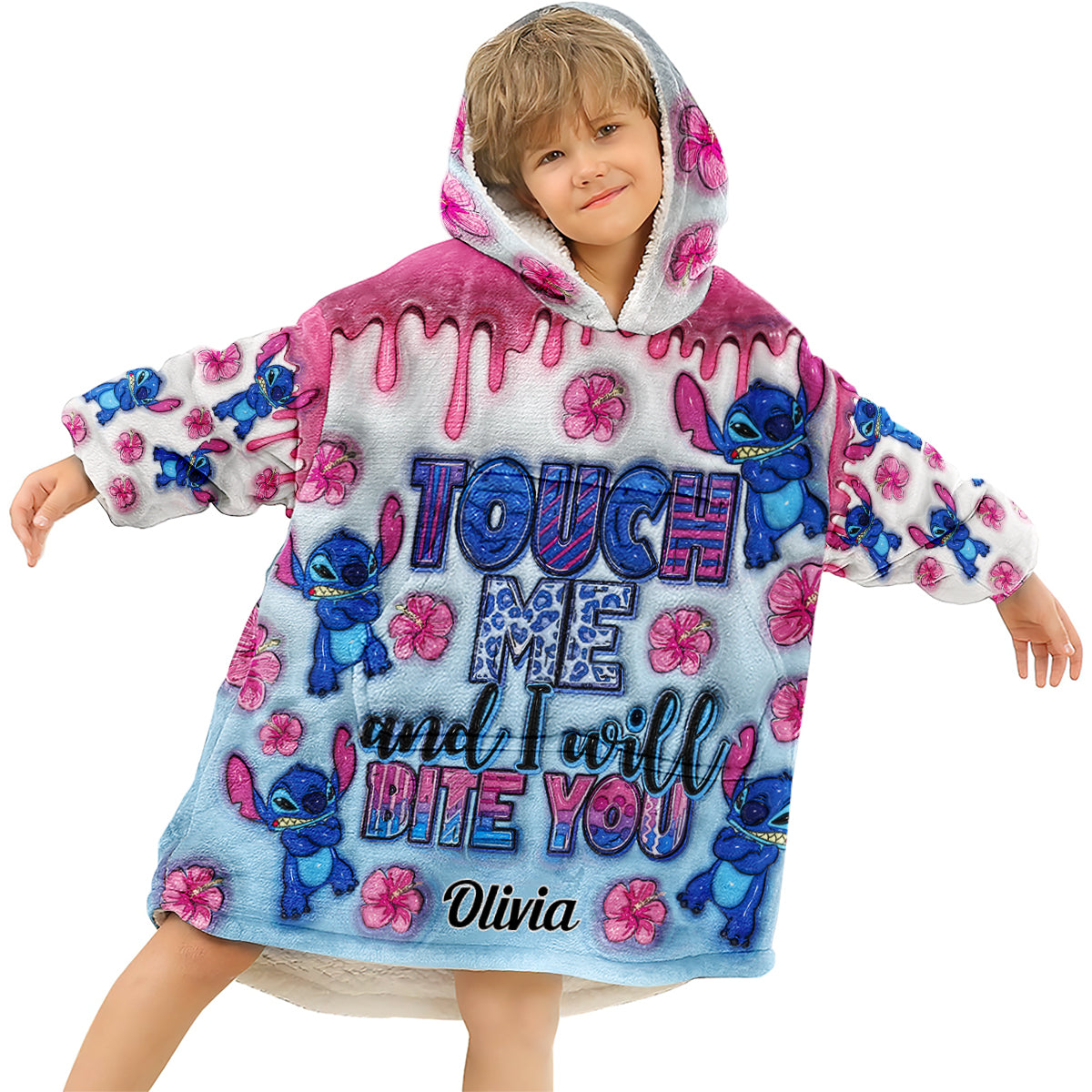 Personalized Ohana Blanket Hoodie Custom Name Soft Gift