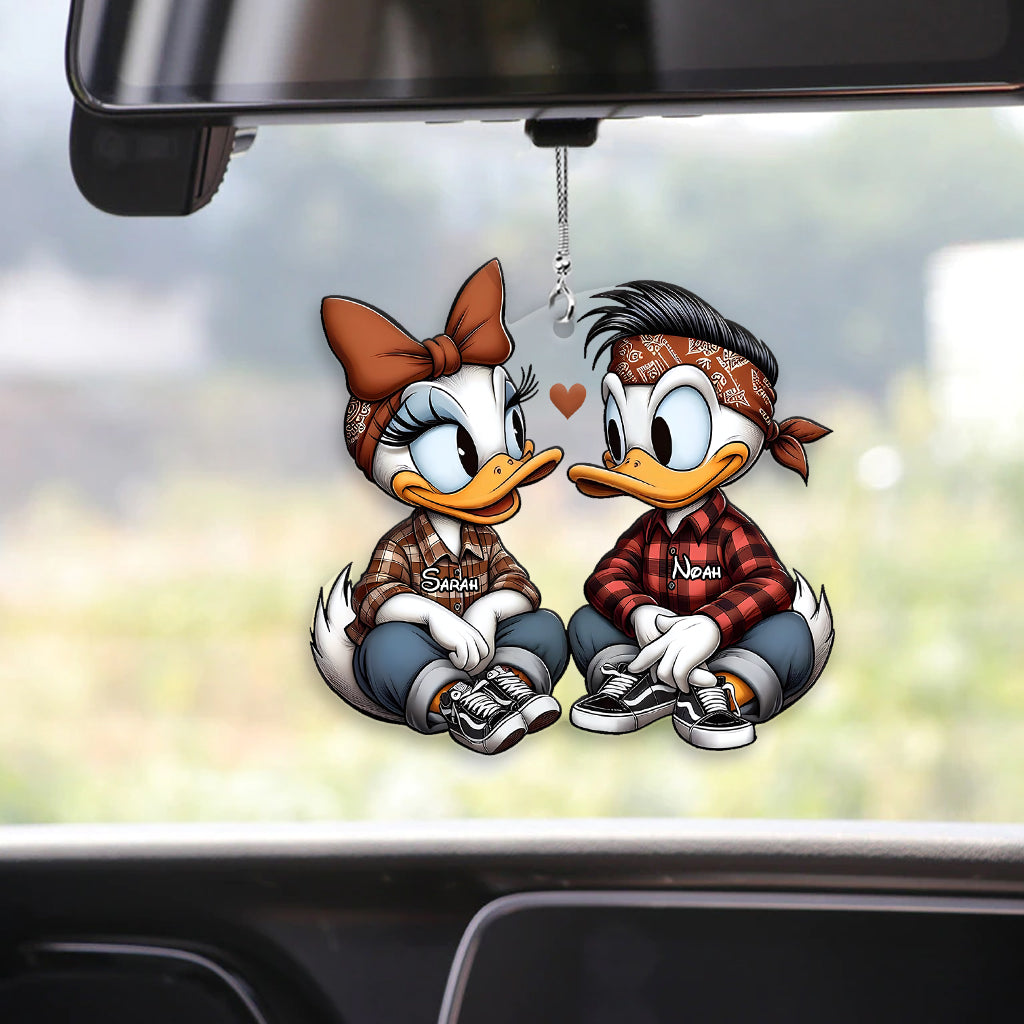 Personalized Chicano Duck Couple Car Ornament Custom Name Gift