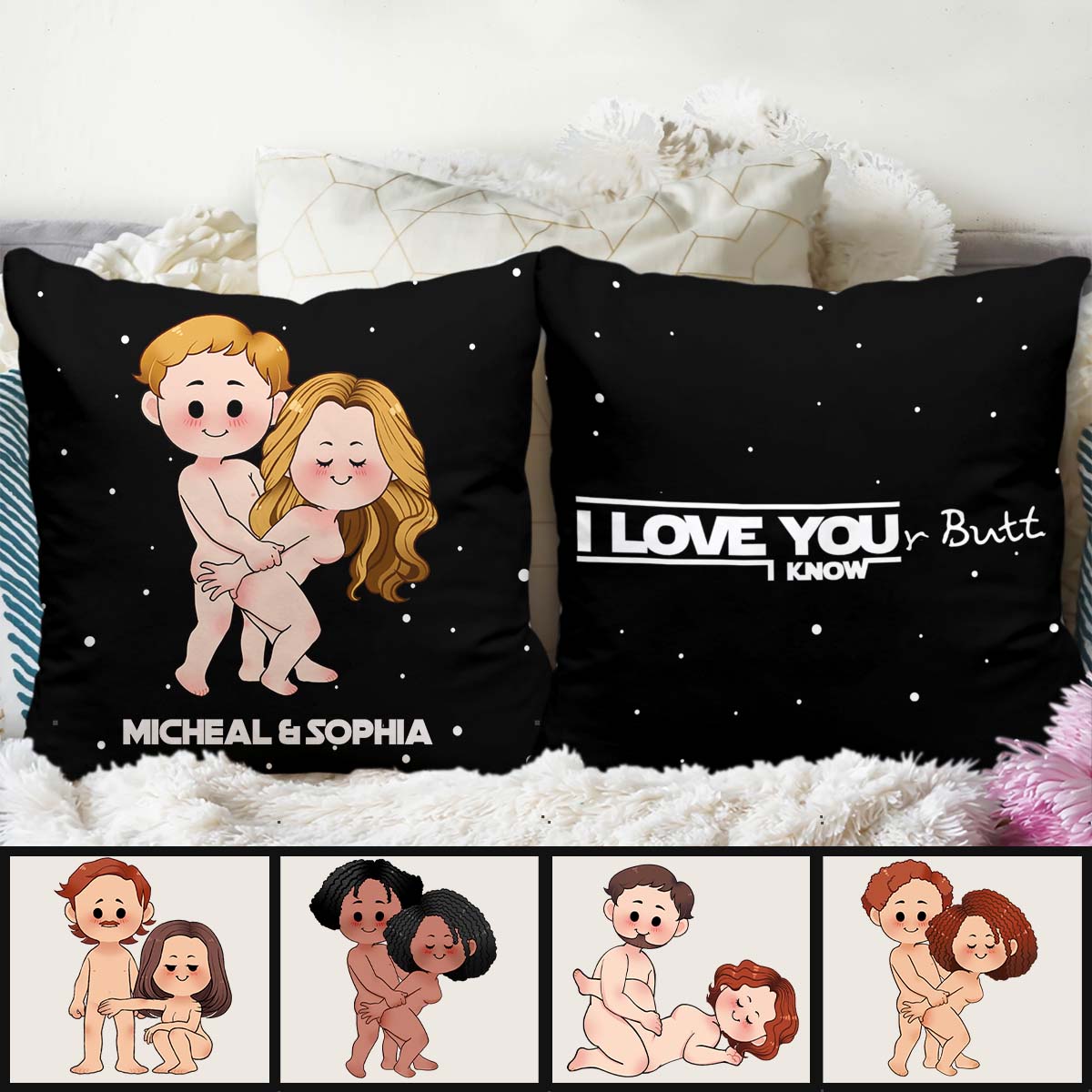 Personalized Romantic Throw Pillow Custom Couple Names Gift