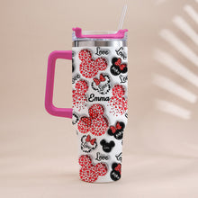 Load image into Gallery viewer, Personalized Mouse Heart Tumbler with Handle for Moms | Unique Christmas Gift
