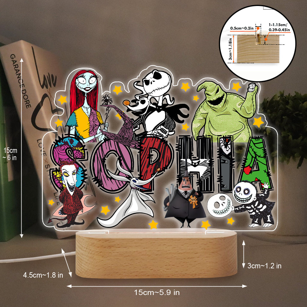 Personalized Nightmare Shaped Plaque Light Base Custom Name Gift for Halloween