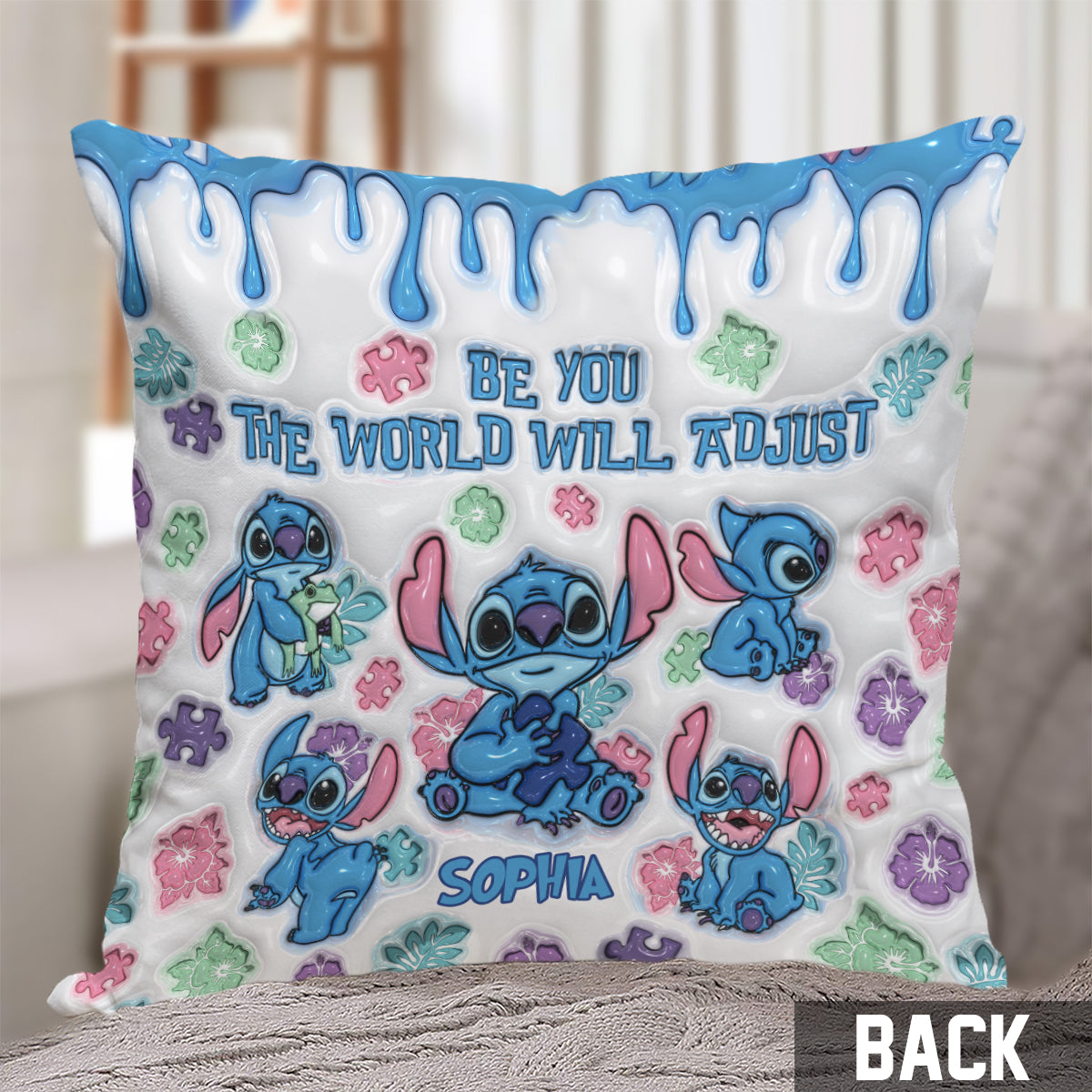 Personalized Autism Awareness Throw Pillow Custom Name Gift