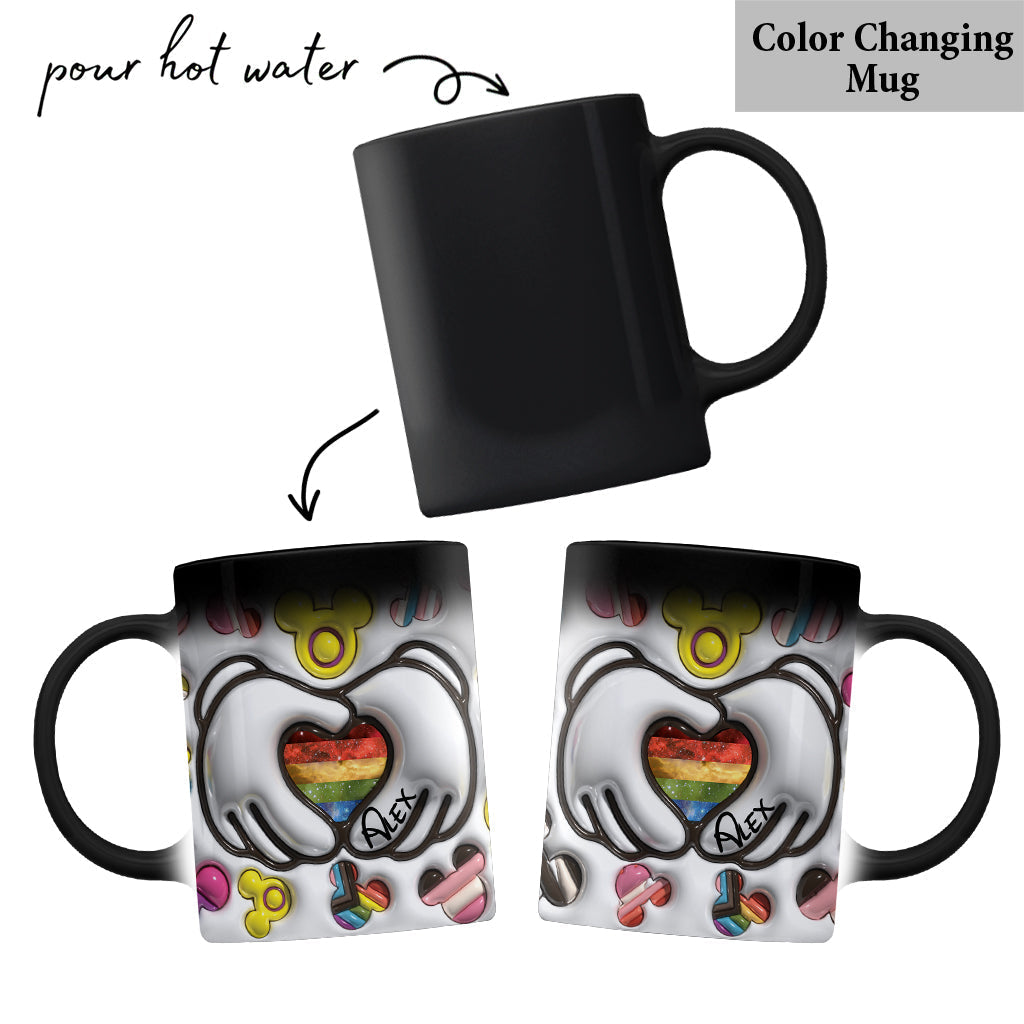 Personalized LGBT Support Mug with Custom Pride Flag Hands