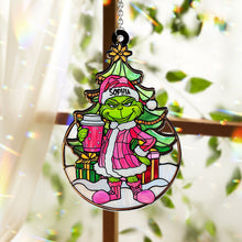 Load image into Gallery viewer, Personalized Grinchy Green Santa Suncatcher Ornament Gift
